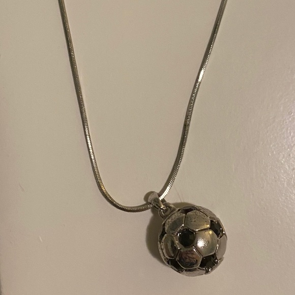 Silver Soccer Ball Necklace - Picture 3 of 5
